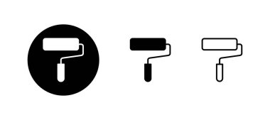 Boya simgeleri ayarlandı. Boya fırçası işareti ve sembol. boyama silindiri vektörü