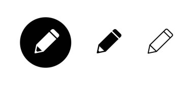 Kalem simgeleri ayarlandı. Kalem işareti ve sembol. Simge vektörünü düzenle