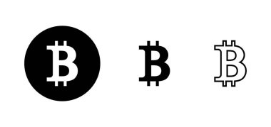 Bitcoin simgeleri ayarlandı. Bitcoin işareti ve sembol. ödeme sembolü. şifreleme para birimi logosu