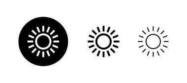 Güneş simgeleri ayarlandı. Parlaklık işareti ve sembol