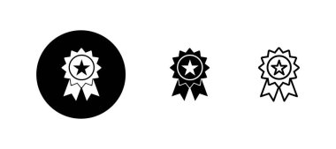 Rozet simgesi ayarlandı. Ödül ikon vektörü. İşaret ve simgelere ulaş