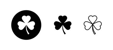 Yonca simgeleri ayarlandı. Yonca işareti ve sembol. dört yapraklı yonca simgesi.