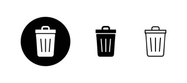 Çöp simgeleri ayarlandı. Çöp kutusu simgesi. İşareti ve sembolü sil.