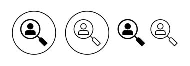 Web ve mobil uygulama için simge vektörü işe alınıyor. Arama işi boşluk işareti ve sembol. İnsan kaynakları konsepti. İşe alım.