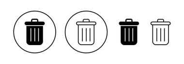 Web ve mobil uygulama için çöp simgesi vektörü. Çöp kutusu simgesi. İşareti ve sembolü sil.