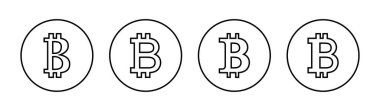 Bitcoin simgeleri ayarlandı. Bitcoin işareti ve sembol. ödeme sembolü. şifreleme para birimi logosu