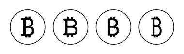 Bitcoin simgeleri ayarlandı. Bitcoin işareti ve sembol. ödeme sembolü. şifreleme para birimi logosu