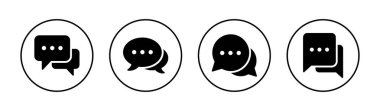 Sohbet simgeleri ayarlandı. Konuşma balonu işareti ve sembol. Yorum simgesi. ileti