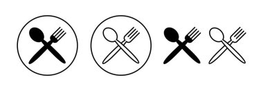 Web ve mobil uygulama için kaşık ve çatal simgesi vektörü. kaşık, çatal ve bıçak ikonu vektörü. Restoran işareti ve sembolü