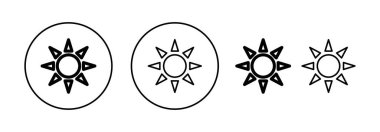 Web ve mobil uygulama için güneş simgesi vektörü. Parlaklık işareti ve sembol.