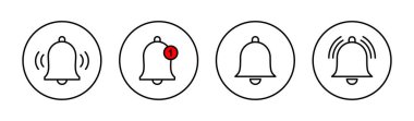Bell Simgeleri hazır. Web sitesi tasarımı için uyarı işareti ve sembol