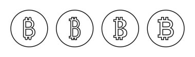 Bitcoin simgeleri ayarlandı. Bitcoin işareti ve sembol. ödeme sembolü. şifreleme para birimi logosu
