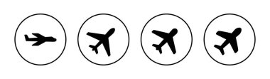 Uçak simgeleri ayarlandı. Uçak işareti ve sembol. Uçuş taşıma sembolü. Seyahat işareti. uçak.