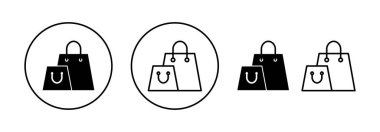 Ağ ve mobil uygulama için alışveriş poşeti ikonu vektörü. Alışveriş işareti ve sembol