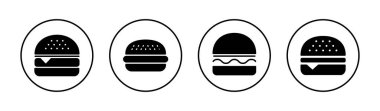 Burger ikonları hazır. Hamburger ve sembol. hamburger