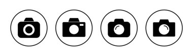 Kamera simgeleri ayarlandı. Fotoğraf makinesi işareti ve sembol. fotoğrafçılık simgesi.
