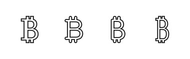 Bitcoin simgeleri ayarlandı. Bitcoin işareti ve sembol. ödeme sembolü. şifreleme para birimi logosu