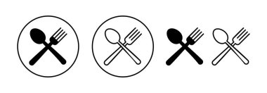 Web ve mobil uygulama için kaşık ve çatal simgesi vektörü. kaşık, çatal ve bıçak ikonu vektörü. Restoran işareti ve sembolü