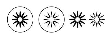 Web ve mobil uygulama için güneş simgesi vektörü. Parlaklık işareti ve sembol.