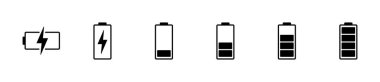 Batarya simgeleri ayarlandı. Şarj işareti. pil şarj seviyesi