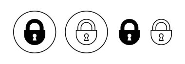 Web ve mobil uygulama için simge vektörünü kilitle. Asma kilit işareti ve sembol. Şifreleme simgesi. Güvenlik sembolü