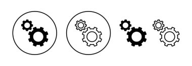 Web ve mobil uygulama için simge vektörü ayarlanıyor. İşaret ayarları ve sembol. Vites İşareti