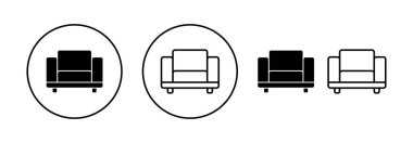 Web ve mobil uygulama için kanepe simgesi vektörü. Kanepe işareti ve sembol. mobilya simgesi