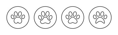 Web ve mobil uygulama için Paw simgesi vektörü. Pençe izi ve sembol. köpek ya da kedi pençesi