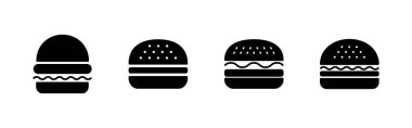 Burger ikonları hazır. Hamburger ve sembol. hamburger