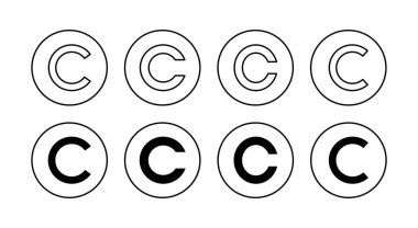 Telif hakkı simgeleri ayarlandı. telif hakkı işareti ve sembol