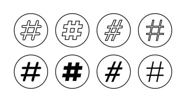 Etiket simgeleri ayarlandı. hashtag işareti ve sembol