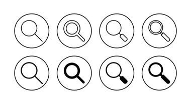 Arama simgeleri ayarlandı. Büyüteç işareti ve sembolü ara