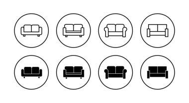 Koltuk simgeleri ayarlandı. Kanepe işareti ve sembol. mobilya simgesi