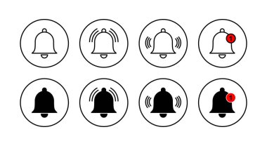 Bell Simgeleri hazır. Web sitesi tasarımı için uyarı işareti ve sembol