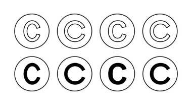 Telif hakkı simgeleri ayarlandı. telif hakkı işareti ve sembol