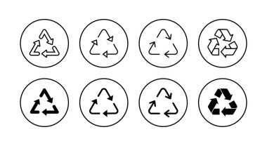 Geri dönüşüm simgeleri ayarlandı. Geri dönüşüm işareti ve sembolü.