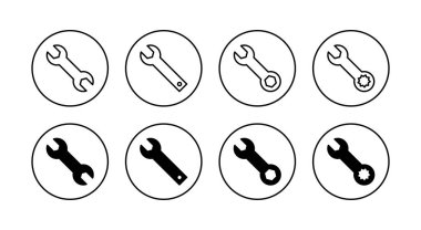 Anahtar simgeleri ayarlandı. Tamir ikonu. araç işareti ve sembol