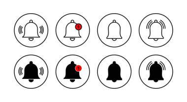 Bell Simgeleri hazır. Web sitesi tasarımı için uyarı işareti ve sembol