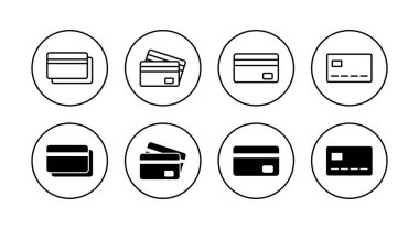 Kredi kartı simgeleri ayarlandı. Kredi kartı ödeme imzası ve sembolü