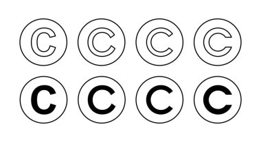 Telif hakkı simgeleri ayarlandı. telif hakkı işareti ve sembol