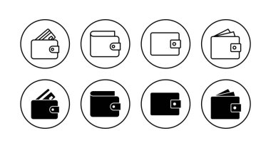 Cüzdan simgeleri hazır. cüzdan işareti ve sembol