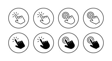 El tıklama simgeleri ayarlandı. İşaret ve sembol. el imleç simgesi