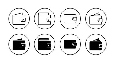 Cüzdan simgeleri hazır. cüzdan işareti ve sembol
