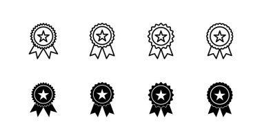 Rozet simgesi ayarlandı. Ödül ikon vektörü. İşaret ve simgelere ulaş