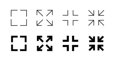 Tam ekran simgesi ayarlandı. Tam ekran işareti ve simgeye genişlet. Oklar sembolü