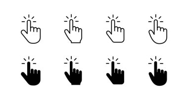 İmleç simgeleri ayarlandı. İmleç işareti ve sembol. el imleç simgesi clik