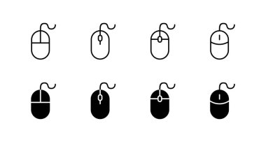 Fare simgeleri ayarlandı. Tıklama işareti ve sembol. işaretleyici simgesi vektörü.