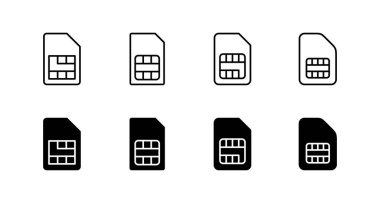 Sim kart simgeleri ayarlandı. çift sim kart işareti ve sembol