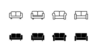Koltuk simgeleri ayarlandı. Kanepe işareti ve sembol. mobilya simgesi