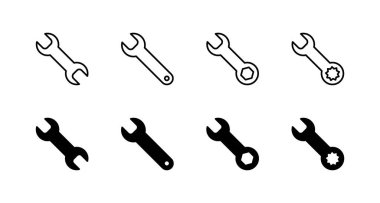 Anahtar simgeleri ayarlandı. Tamir ikonu. araç işareti ve sembol
